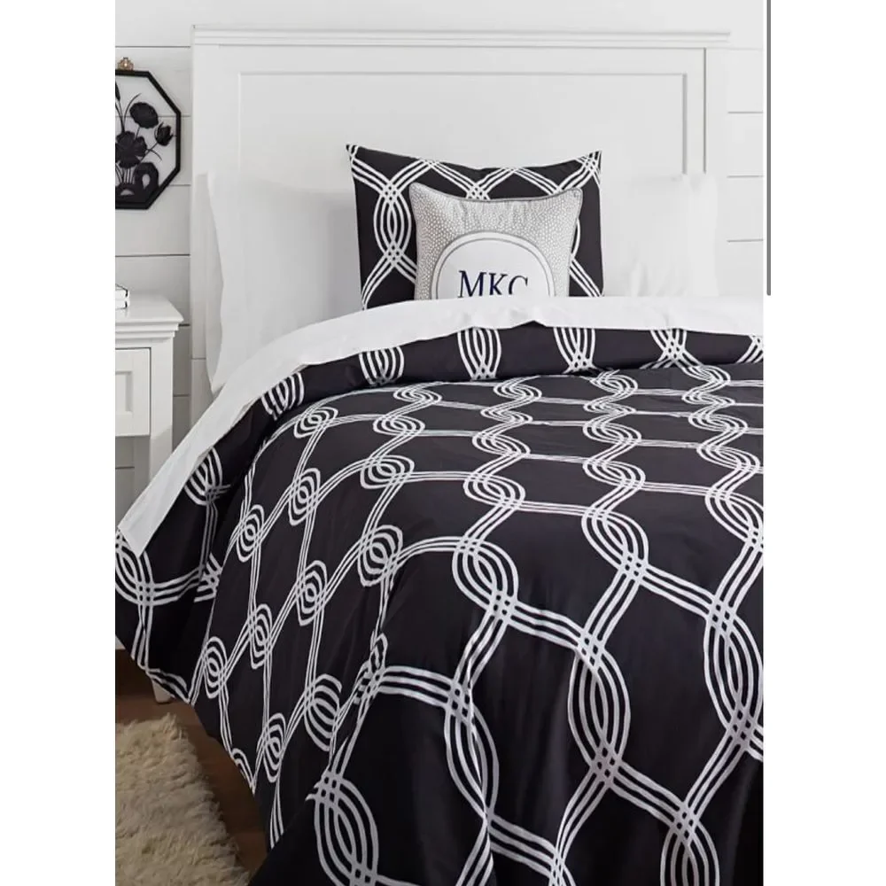 Pottery Barn Teen Infinity Stripe Twin Duvet Cover Only Black White NWT‎